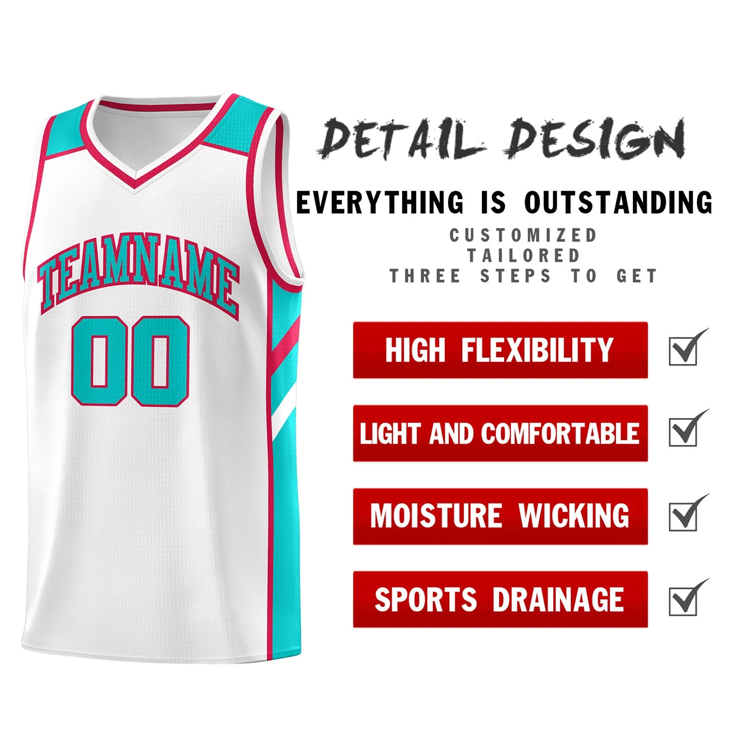 Custom White Light Green Classic Tops Men/Boy Athletic Basketball Jersey - Image 4