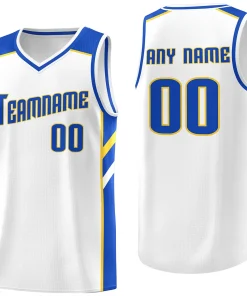 Custom White Yellow-RoyalClassic Tops Breathable Basketball Jersey