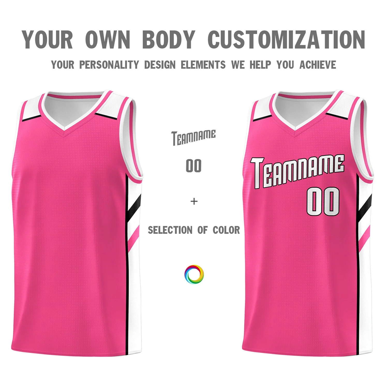 Custom Pink-White Classic Tops Fashion Sportwear Basketball Jersey - Image 3