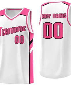 Custom White-Pink Classic Tops Sport Game Basketball Jersey