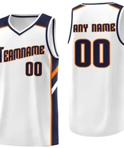 Custom White Navy-Orange Classic Tops Men/Boy Athletic Basketball Jersey