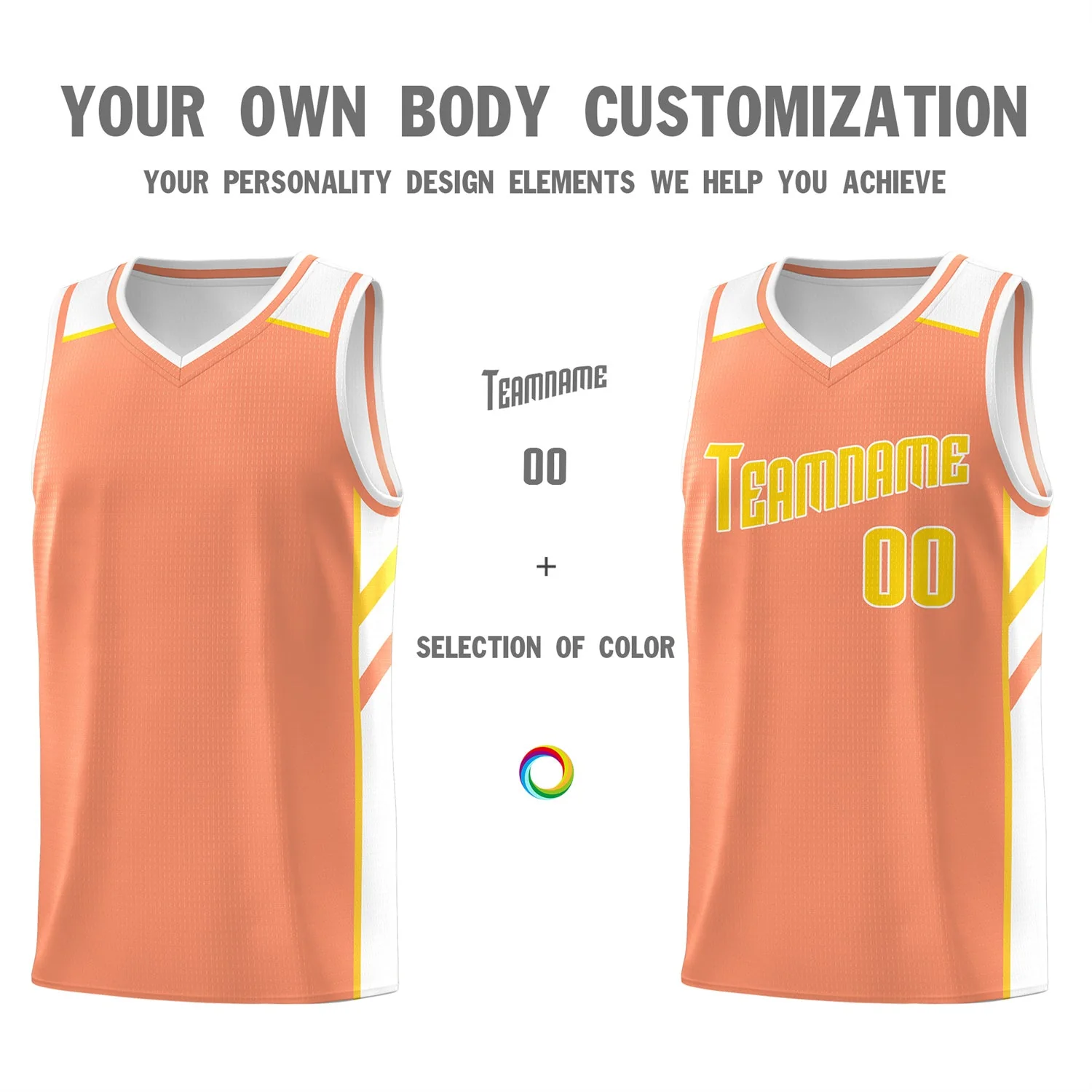 Custom Orange Yellow Classic Tops Men/Boy Athletic Basketball Jersey - Image 3