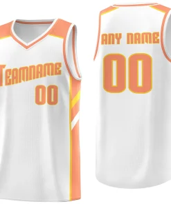Custom White Orange Classic Tops Breathable Basketball Jersey