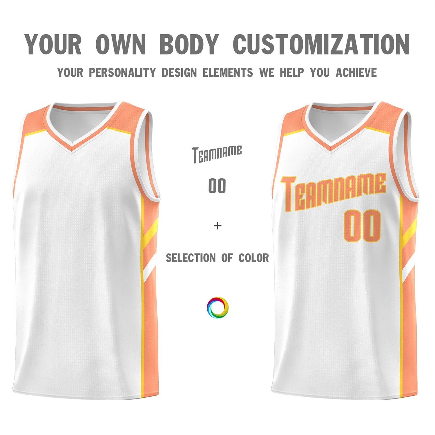 Custom White Orange Classic Tops Breathable Basketball Jersey - Image 3