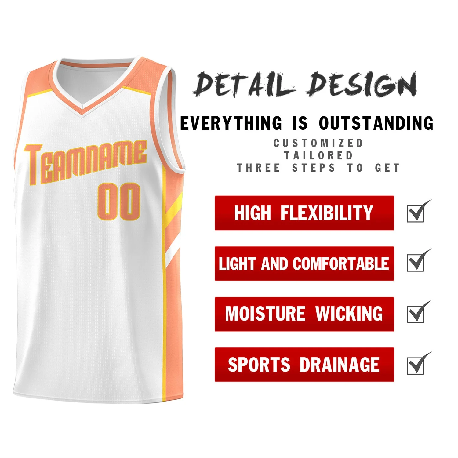 Custom White Orange Classic Tops Breathable Basketball Jersey - Image 4