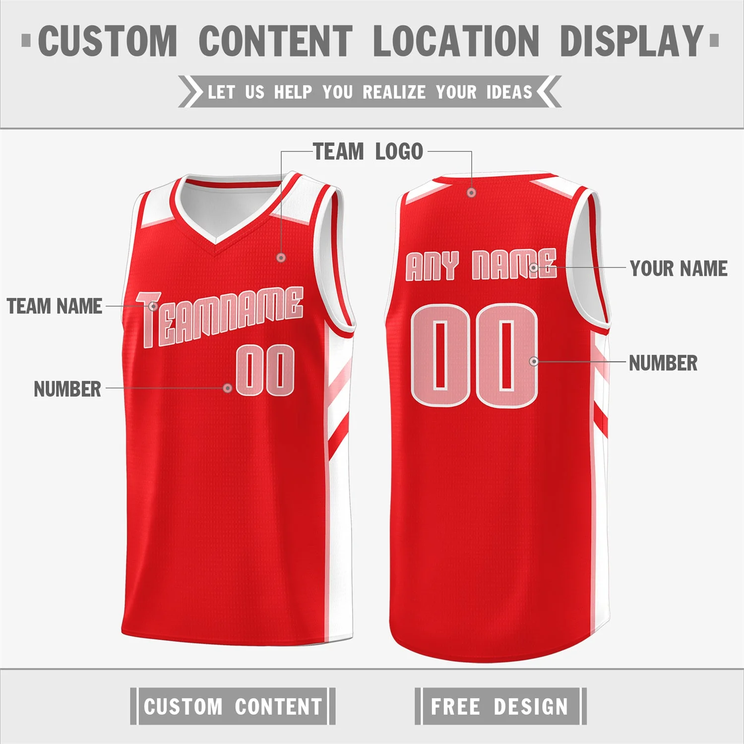 Custom Red White-Pink Classic Tops Sport Game Basketball Jersey - Image 2
