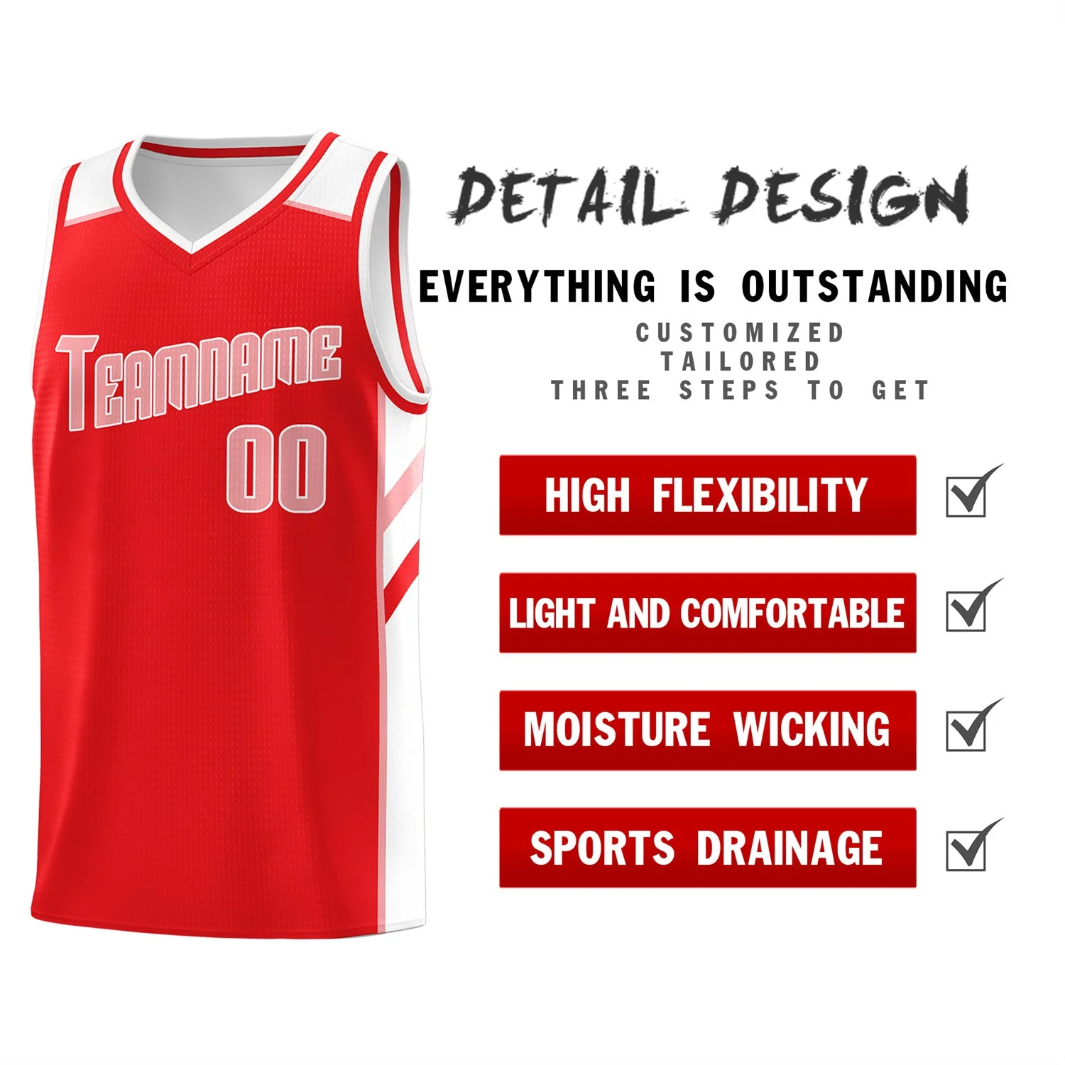 Custom Red White-Pink Classic Tops Sport Game Basketball Jersey - Image 4