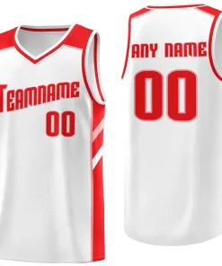 Custom White Red Classic Tops Sport Game Basketball Jersey