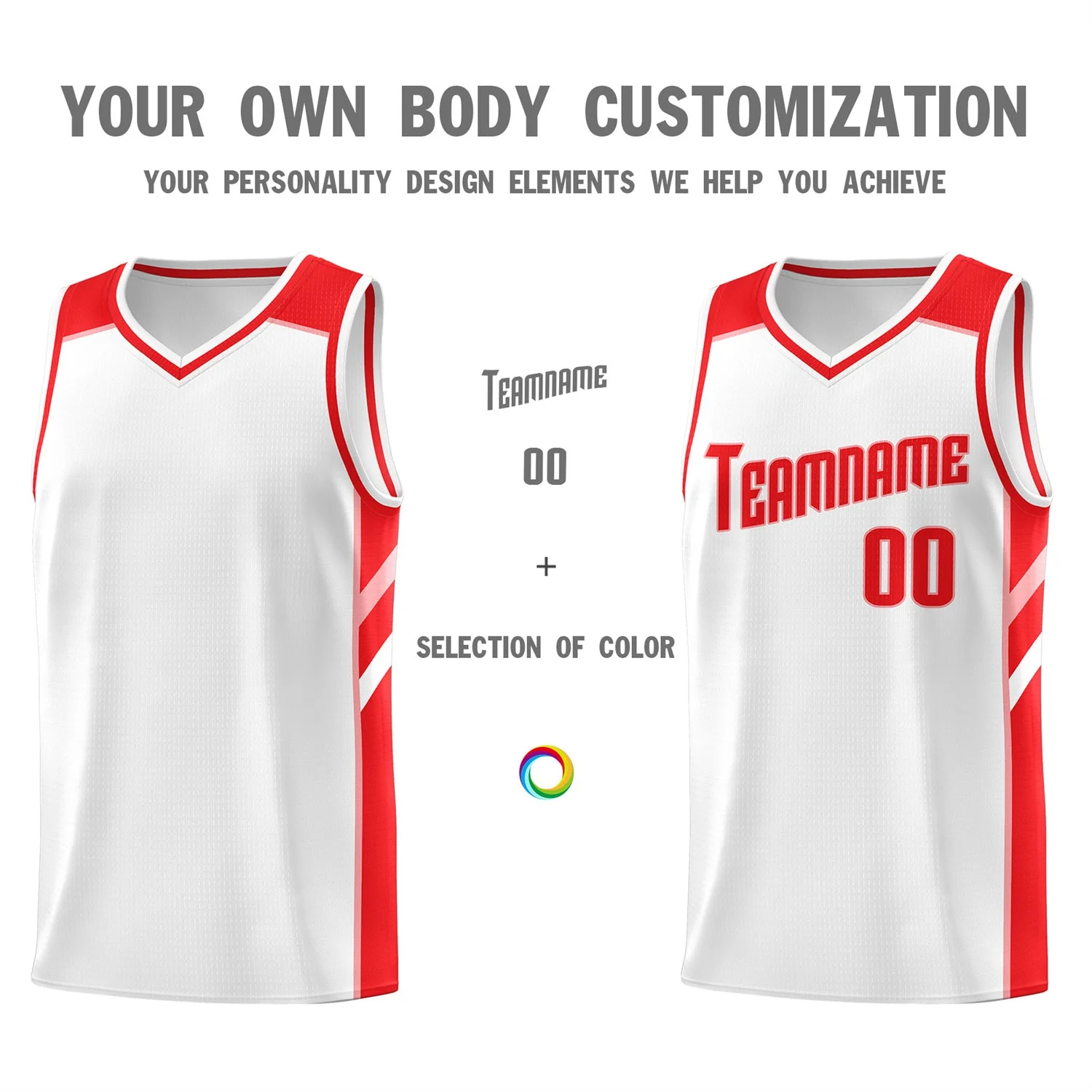 Custom White Red Classic Tops Sport Game Basketball Jersey - Image 3