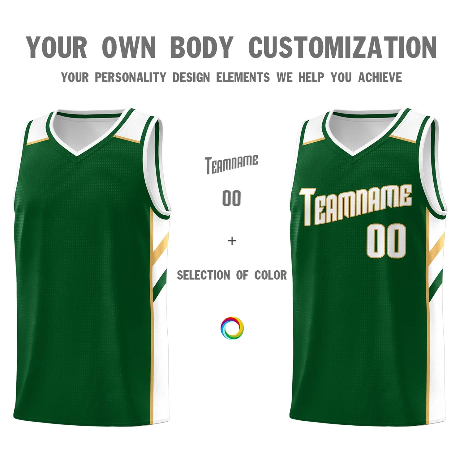 Custom Green White Classic Tops Fashion Sportwear Basketball Jersey - Image 3