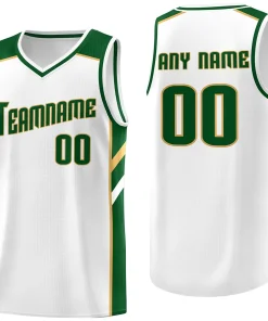 Custom White Green-Khaki Classic Tops Men/Boy Athletic Basketball Jersey