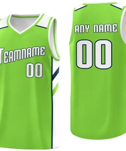 Custom Neon Green White Classic Tops Fashion Sportwear Basketball Jersey