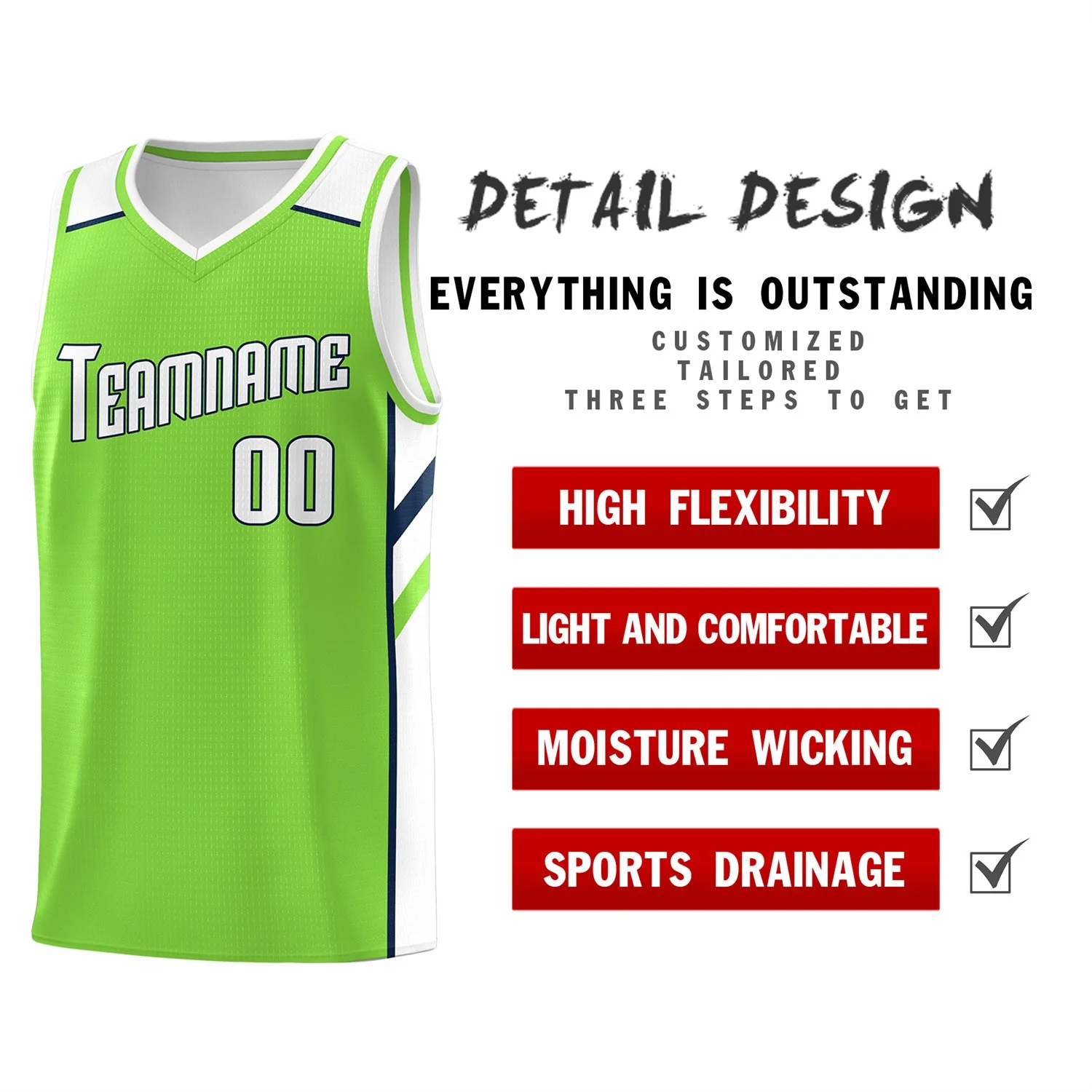 Custom Neon Green White Classic Tops Fashion Sportwear Basketball Jersey - Image 4