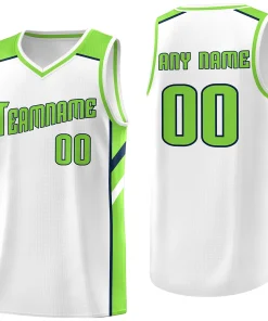 Custom White Green Classic Tops Men/Boy Athletic Basketball Jersey