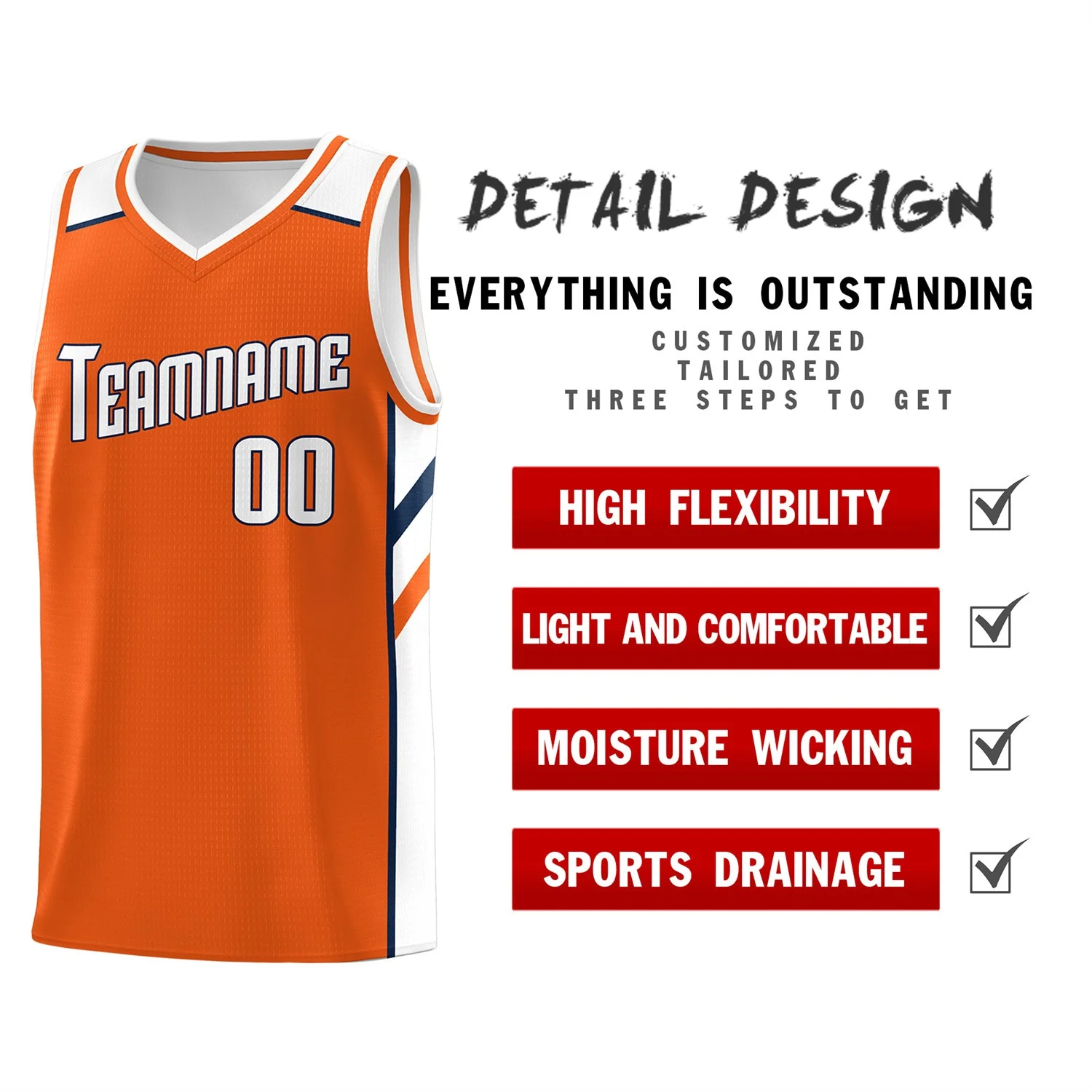 Custom Orange White Classic Tops Men/Boy Athletic Basketball Jersey - Image 4