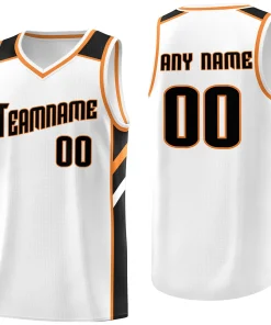 Custom White Black Orange Classic Tops Men/Boy Athletic Basketball Jersey