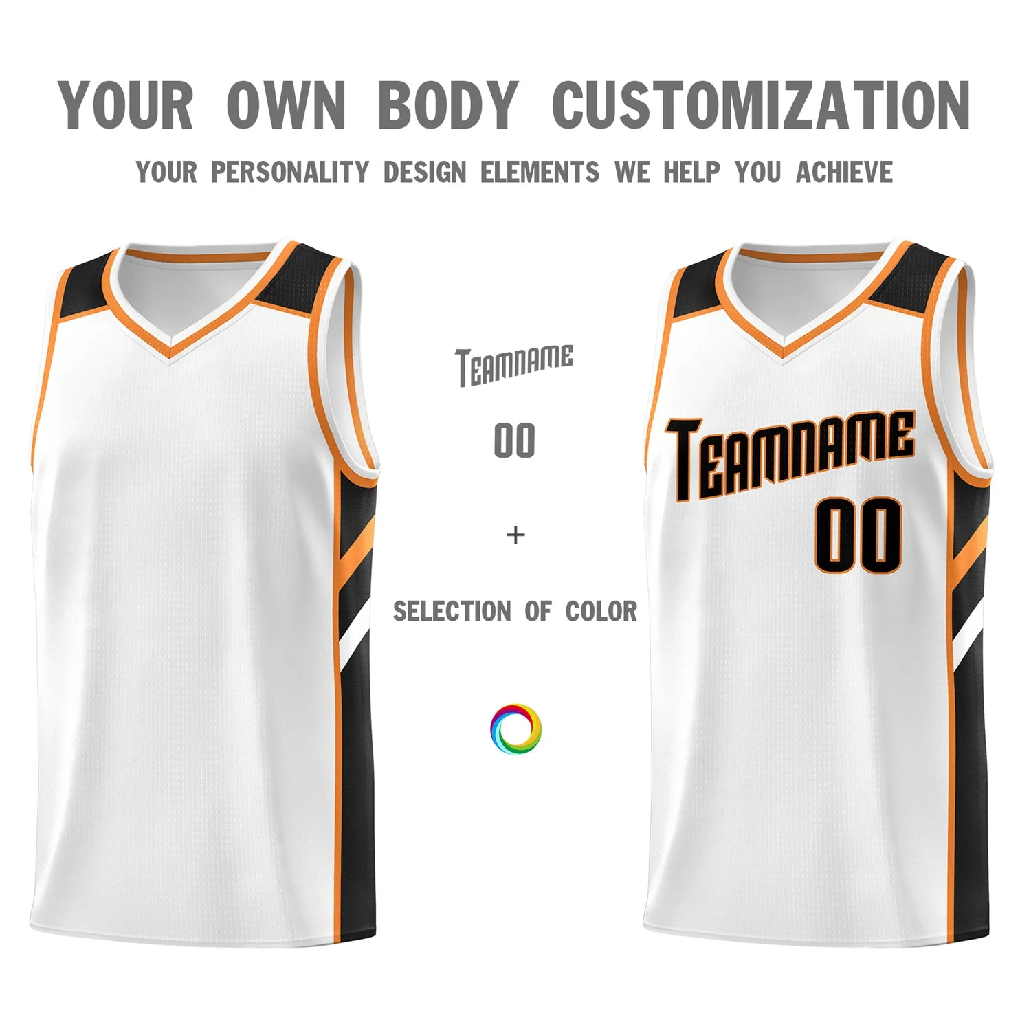 Custom White Black Orange Classic Tops Men/Boy Athletic Basketball Jersey - Image 3