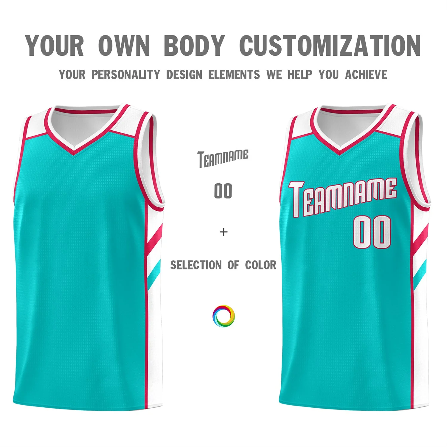 Custom Light Green White Classic Tops Men/Boy Athletic Basketball Jersey - Image 3