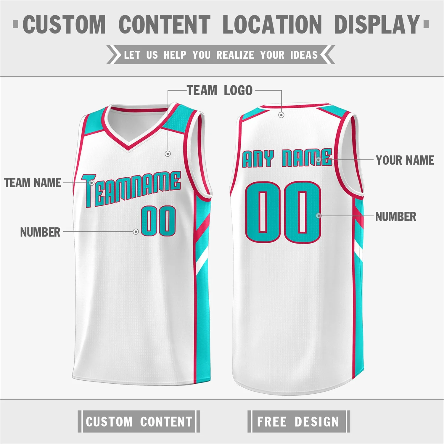 Custom White Light Green Classic Tops Breathable Basketball Jersey - Image 2