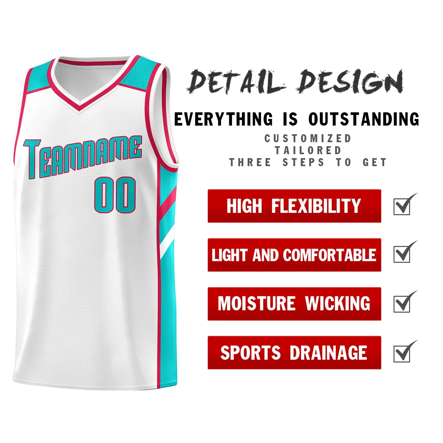 Custom White Light Green Classic Tops Breathable Basketball Jersey - Image 4