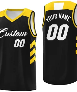 Custom Black White-Yellow Classic Tops Athletic Basketball Jersey