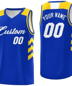 Custom Royal White-Yellow Classic Tops Mesh Sport Basketball Jersey