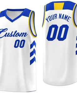 Custom White Royal-Yellow Classic Tops Fashion Basketball Jersey
