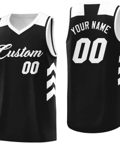 Custom Black White Classic Tops Mesh Sport Basketball Jersey