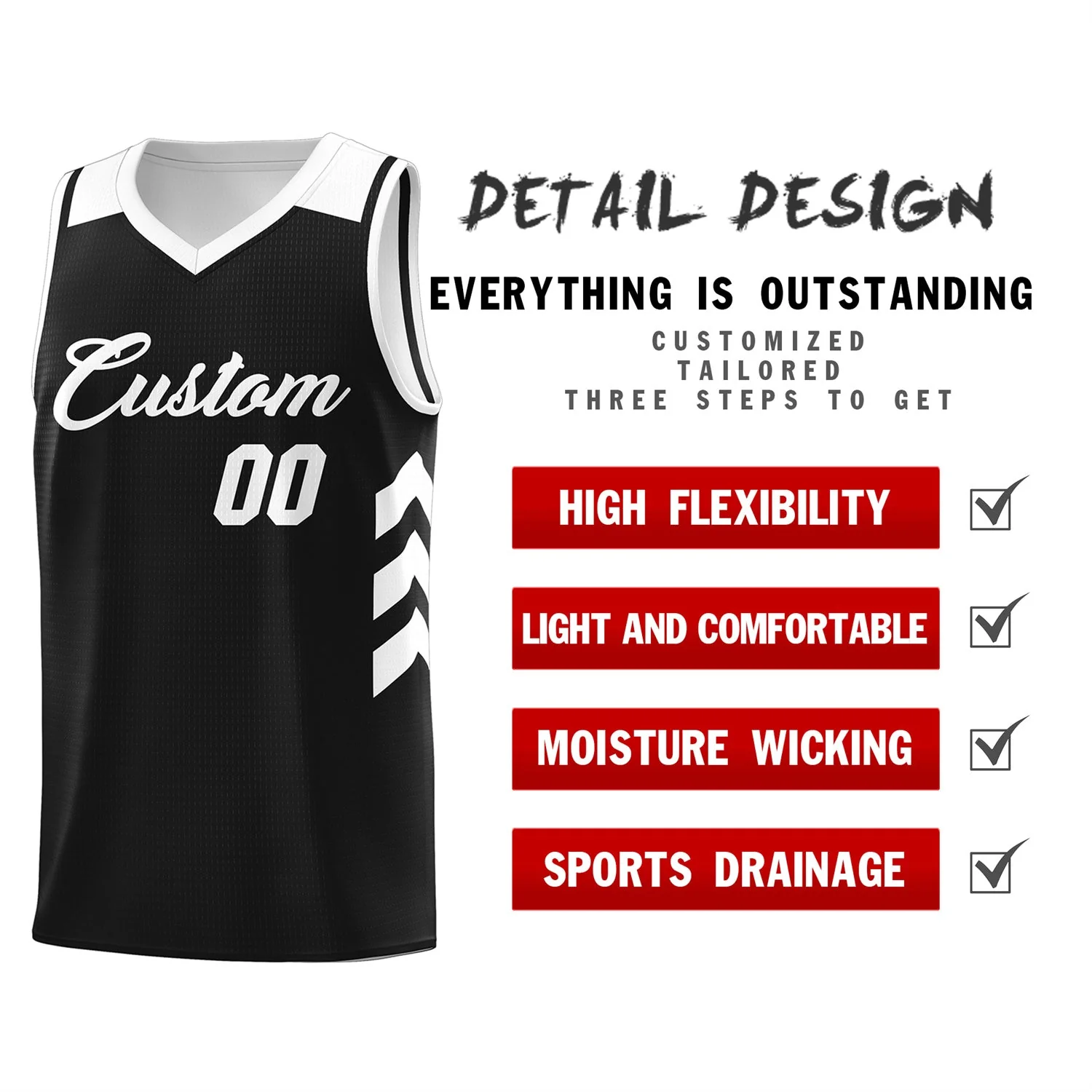 Custom Black White Classic Tops Mesh Sport Basketball Jersey - Image 4
