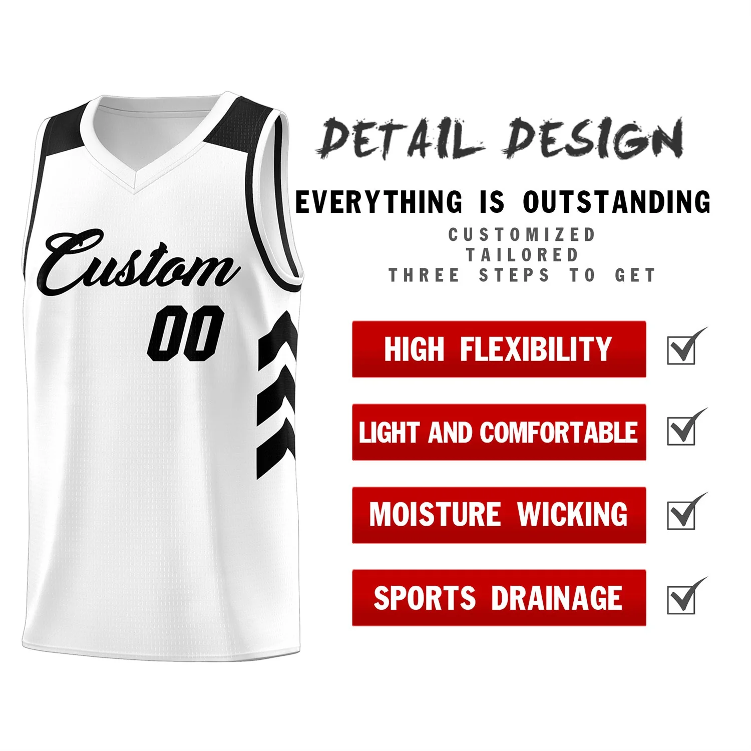 Custom White Black Classic Tops Mesh Sport Basketball Jersey - Image 4