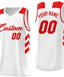Custom White Red Classic Tops Fashion Sportwear Basketball Jersey