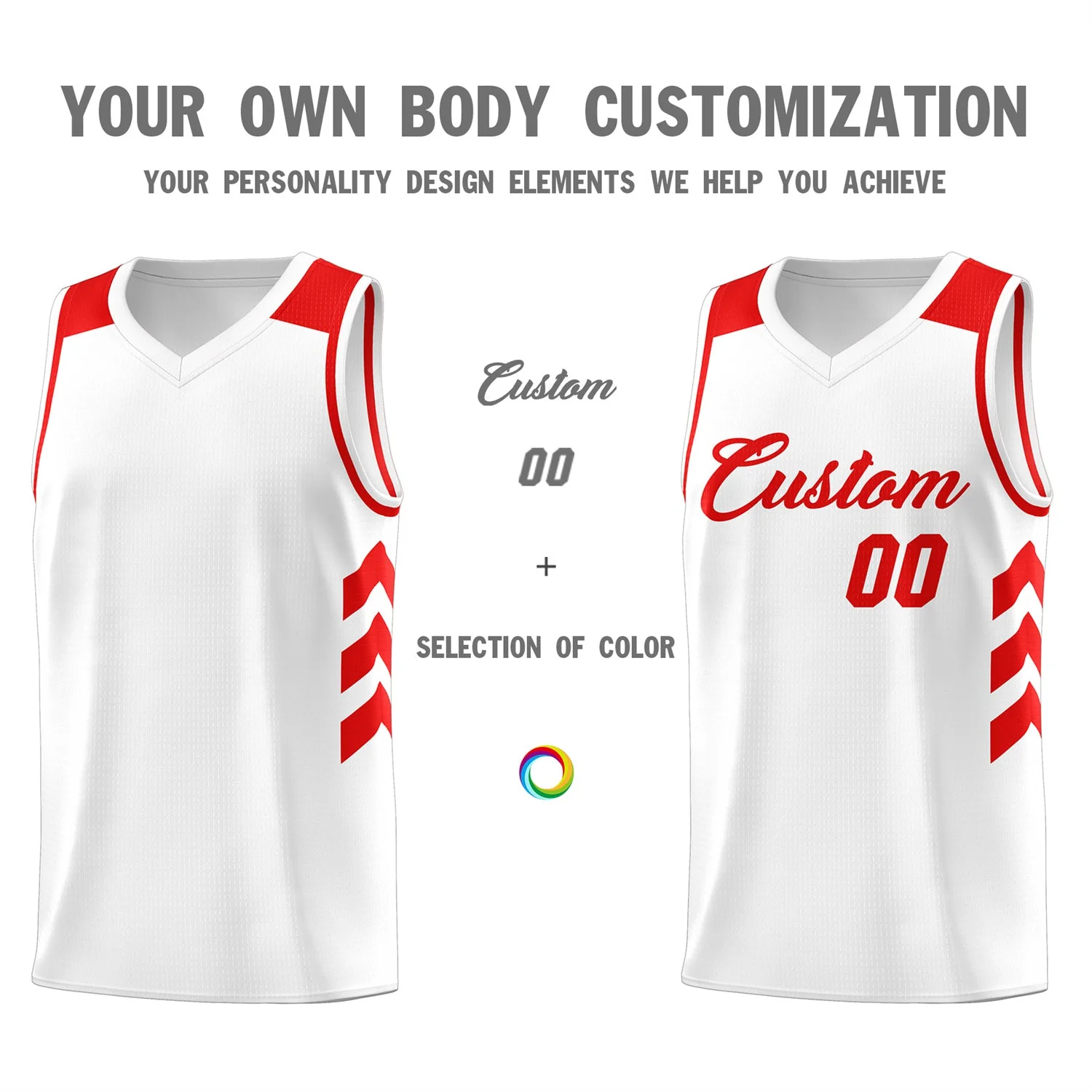 Custom White Red Classic Tops Fashion Sportwear Basketball Jersey - Image 3