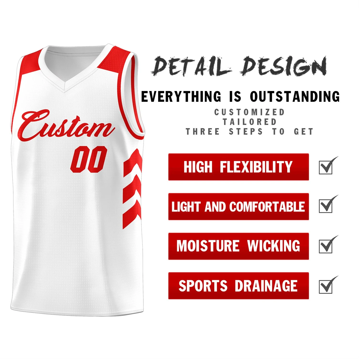 Custom White Red Classic Tops Fashion Sportwear Basketball Jersey - Image 4