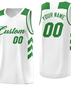 Custom White Green Classic Tops Fashion Sportwear Basketball Jersey