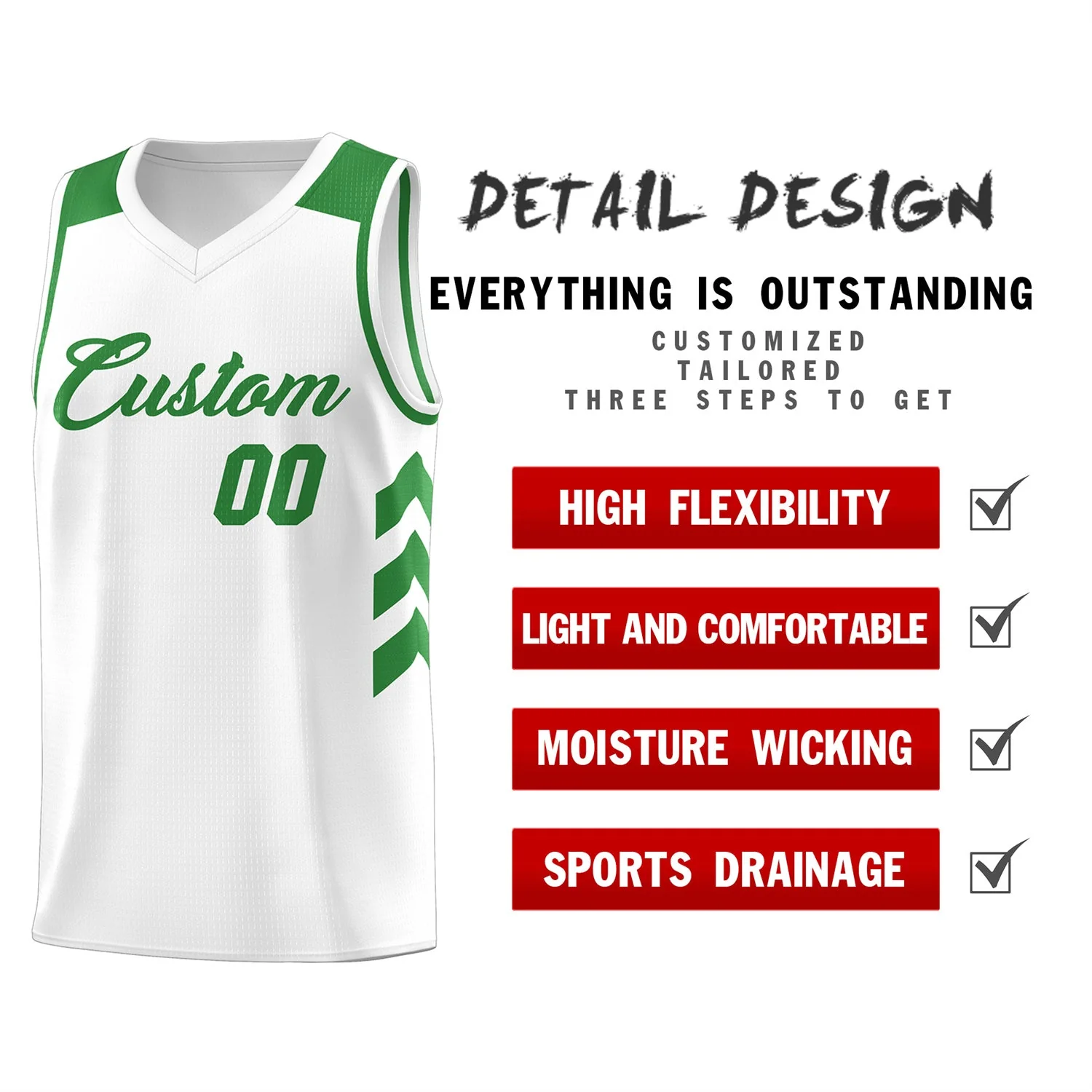 Custom White Green Classic Tops Fashion Sportwear Basketball Jersey - Image 4
