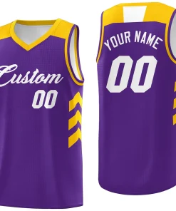 Custom Purple White-Yellow Classic Tops Mesh Sport Basketball Jersey