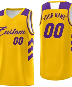 Custom Yellow Purple Classic Tops Fashion Sportwear Basketball Jersey