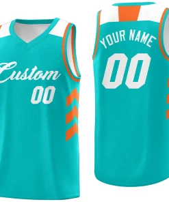 Custom Light Green White-Orange Classic Tops Fashion Sportwear Basketball Jersey