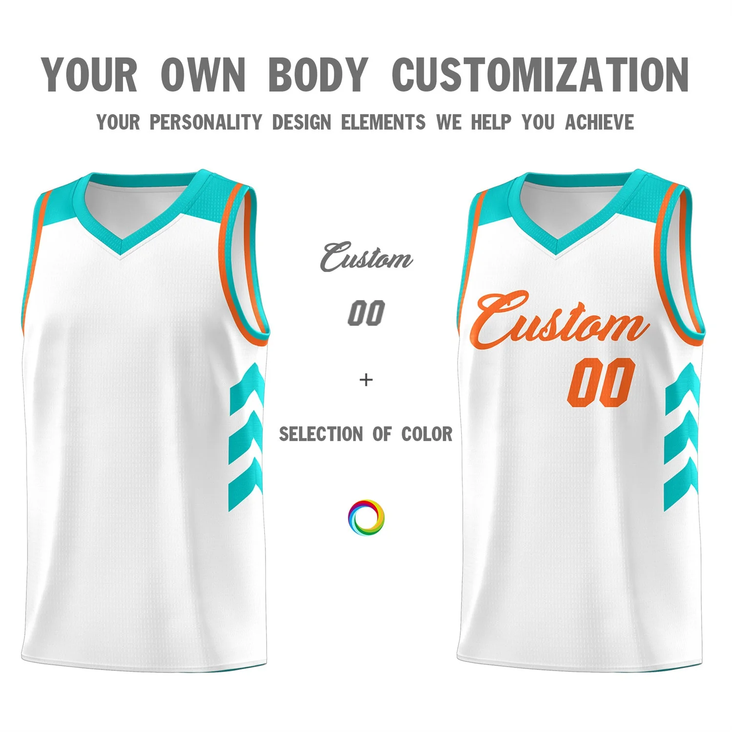 Custom White Orange Classic Tops Fashion Sportwear Basketball Jersey - Image 3