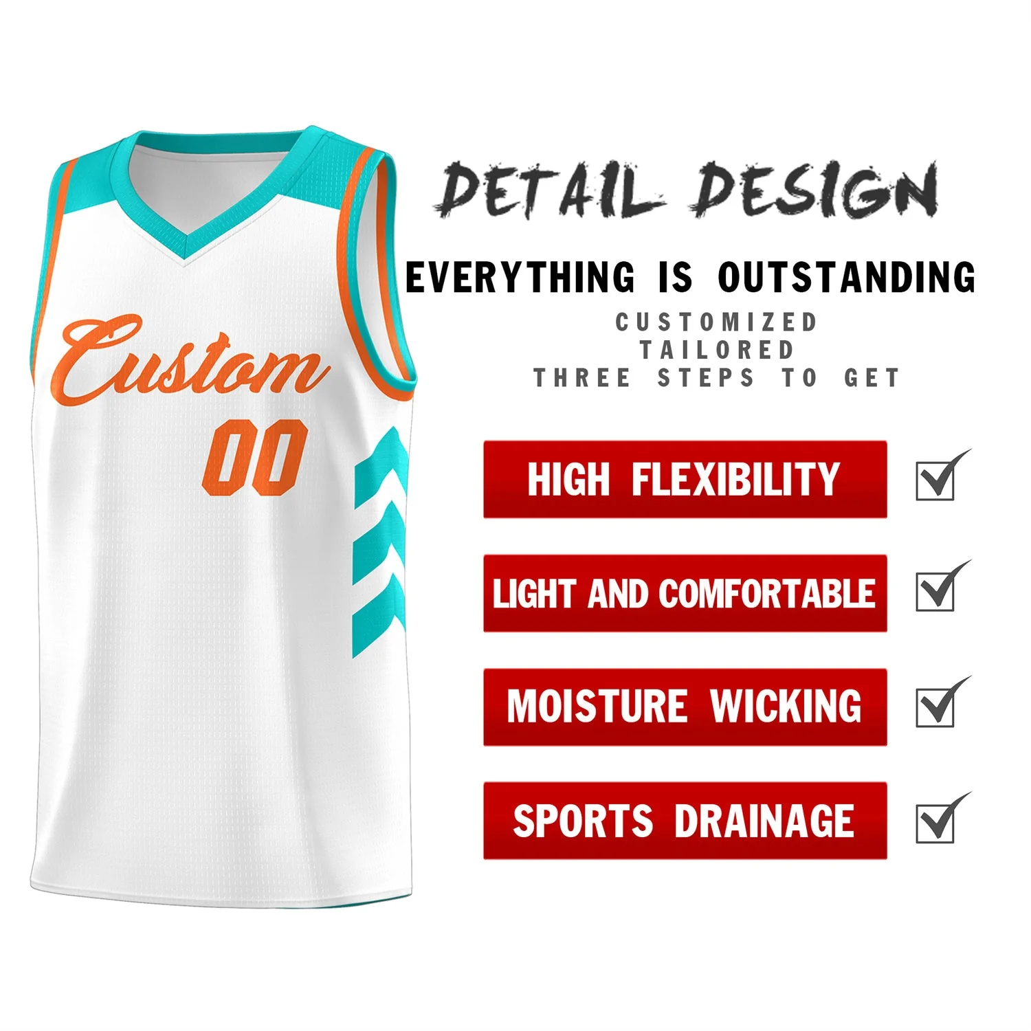 Custom White Orange Classic Tops Fashion Sportwear Basketball Jersey - Image 4