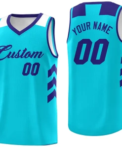 Custom Light Blue Purple Classic Tops Mesh Sport Basketball Jersey