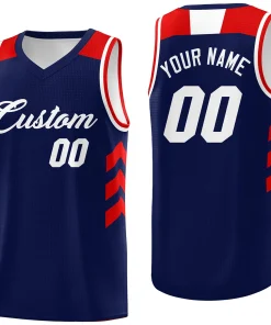 Custom Navy White-Red Classic Tops Sport Basketball Jersey