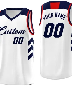 Custom White Navy-Red Classic Tops Fashion Sportwear Basketball Jersey