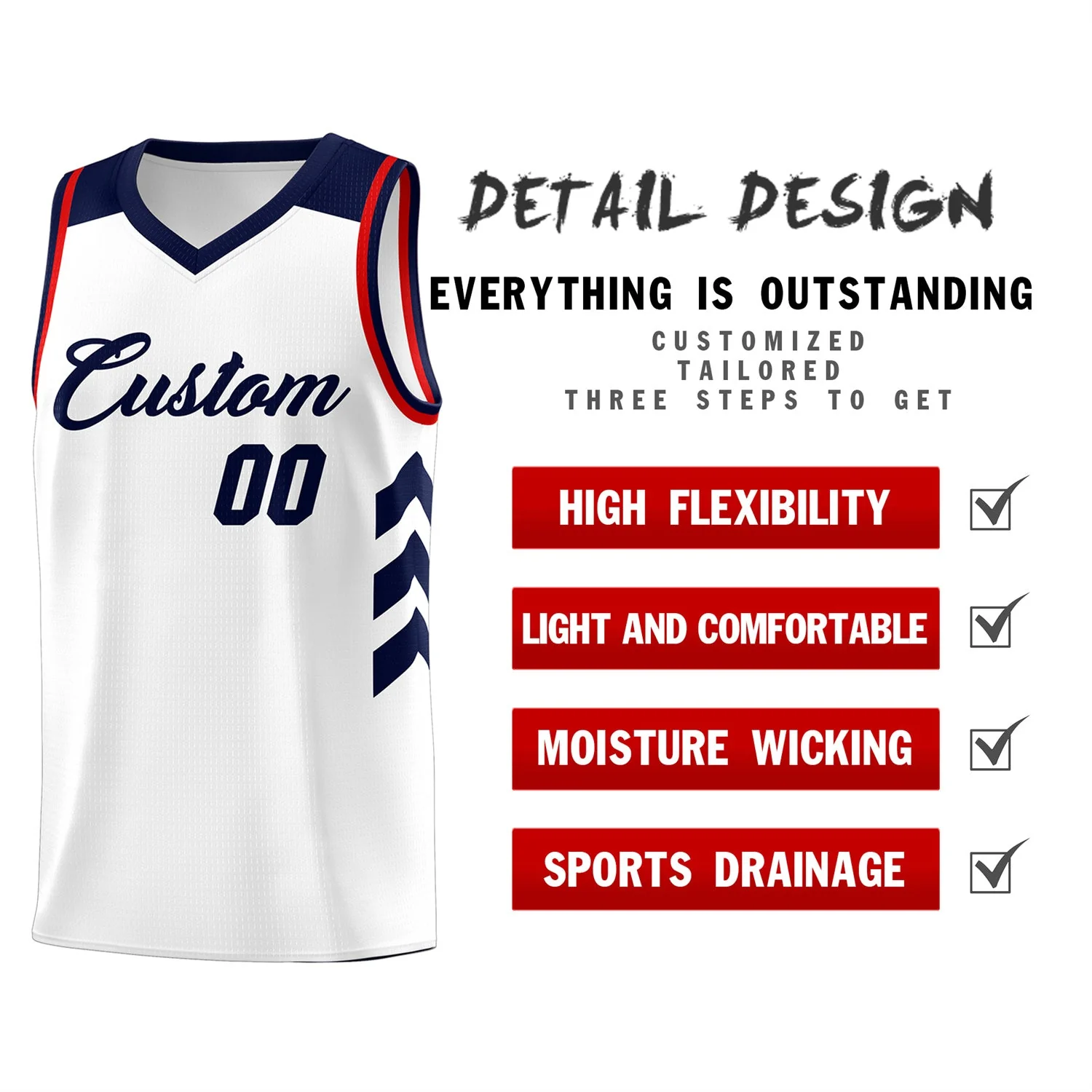 Custom White Navy-Red Classic Tops Fashion Sportwear Basketball Jersey - Image 4