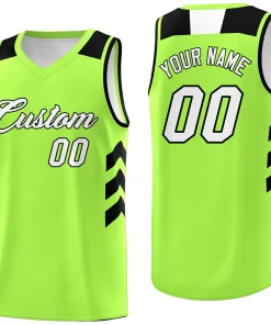 Custom Neon Green White-Black Classic Tops Mesh Sport Basketball Jersey