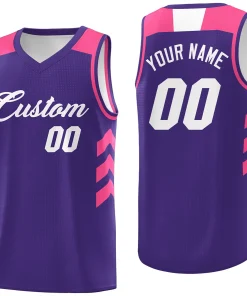 Custom Purple White-Pink Classic Tops Breathable Basketball Jersey