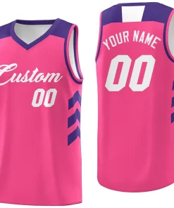 Custom Pink Purple-White Classic Tops Breathable Basketball Jersey