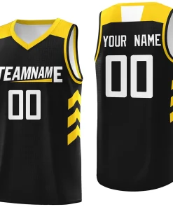 Custom Black White-Yellow Classic Tops Men Casual Basketball Jersey