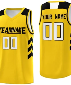 Custom Yellow Black-White Classic Tops Mesh Sport Basketball Jersey