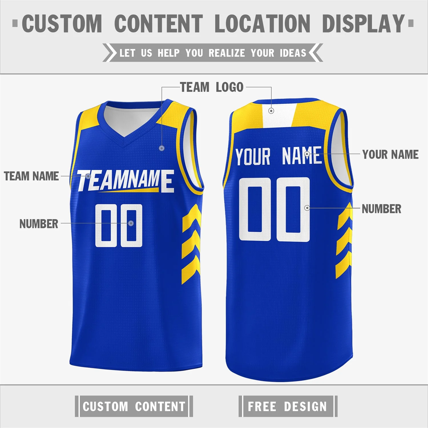 Custom Royal White-Yellow Classic Tops Men Casual Basketball Jersey - Image 2